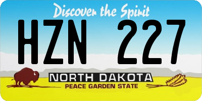 ND license plate HZN227