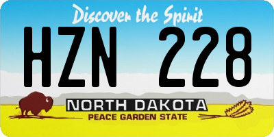 ND license plate HZN228