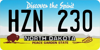 ND license plate HZN230
