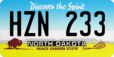 ND license plate HZN233