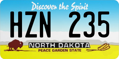 ND license plate HZN235