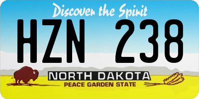 ND license plate HZN238