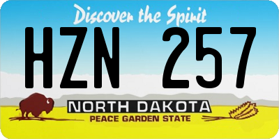 ND license plate HZN257
