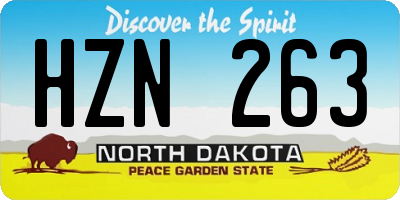 ND license plate HZN263
