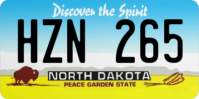 ND license plate HZN265