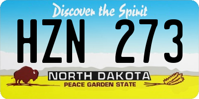 ND license plate HZN273