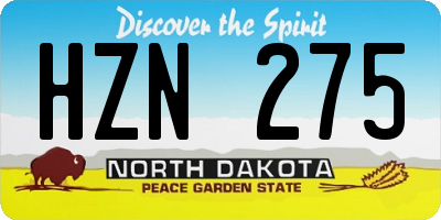 ND license plate HZN275
