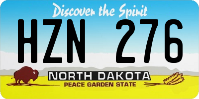 ND license plate HZN276