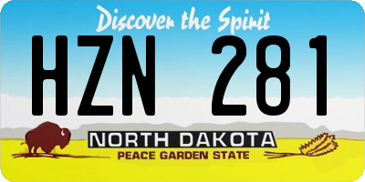 ND license plate HZN281