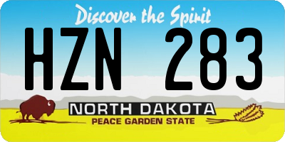 ND license plate HZN283
