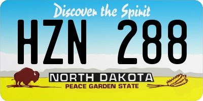 ND license plate HZN288