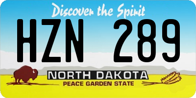 ND license plate HZN289