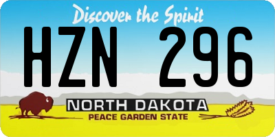 ND license plate HZN296