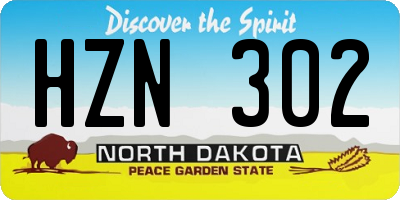 ND license plate HZN302