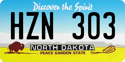 ND license plate HZN303