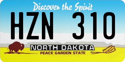 ND license plate HZN310