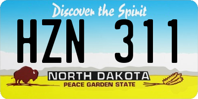 ND license plate HZN311