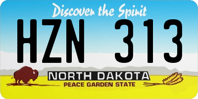 ND license plate HZN313
