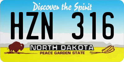 ND license plate HZN316