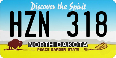 ND license plate HZN318