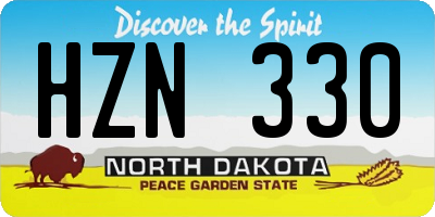ND license plate HZN330