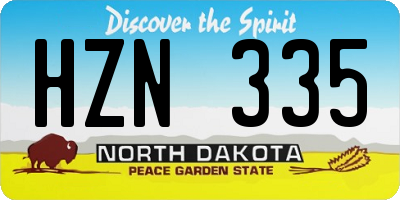 ND license plate HZN335
