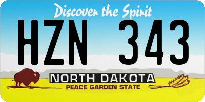 ND license plate HZN343
