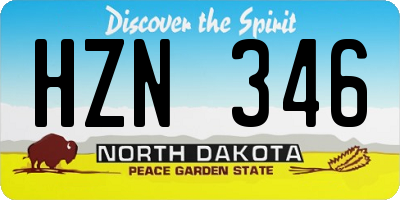 ND license plate HZN346