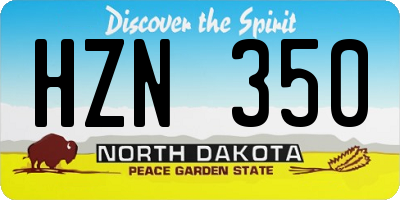 ND license plate HZN350