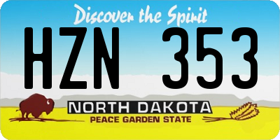 ND license plate HZN353