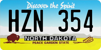 ND license plate HZN354