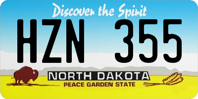 ND license plate HZN355