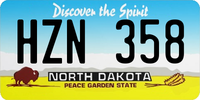 ND license plate HZN358