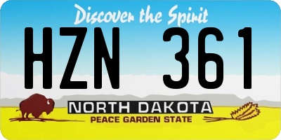 ND license plate HZN361