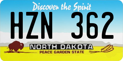 ND license plate HZN362