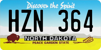 ND license plate HZN364