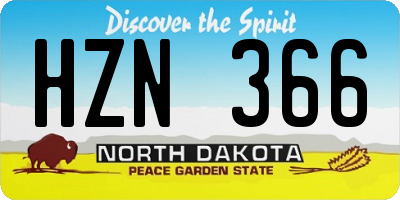 ND license plate HZN366