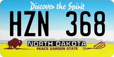 ND license plate HZN368