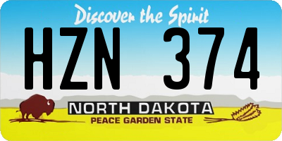 ND license plate HZN374