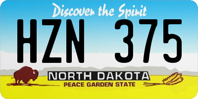 ND license plate HZN375
