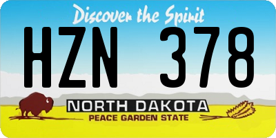 ND license plate HZN378