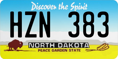 ND license plate HZN383