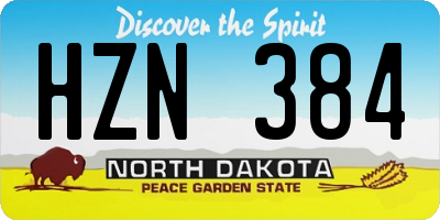 ND license plate HZN384