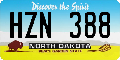 ND license plate HZN388