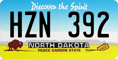 ND license plate HZN392