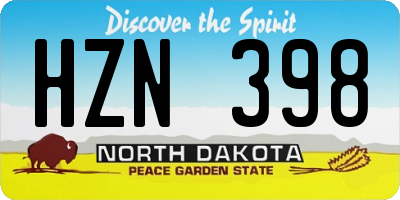 ND license plate HZN398