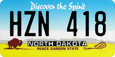 ND license plate HZN418