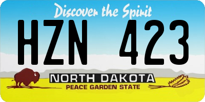 ND license plate HZN423