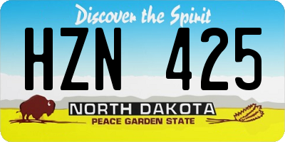 ND license plate HZN425