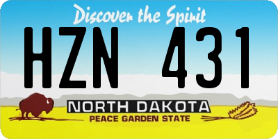 ND license plate HZN431
